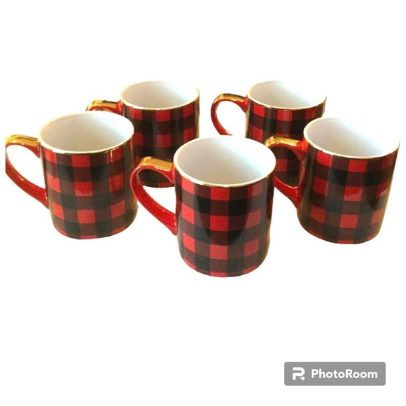 Charming Charlie Other - Charming Charlie Buffalo Plaid Mug - Set of 5